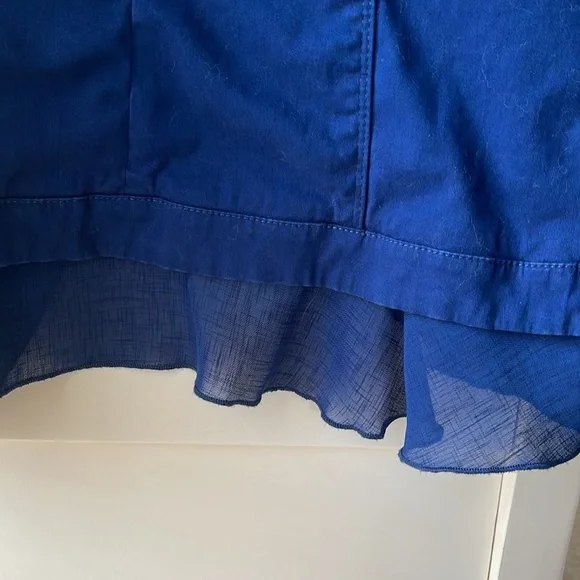 Like New! Chico's Navy Blue Velvet Military Jacket w/Button Accents & Ruffle Hem - Picture 5 of 7